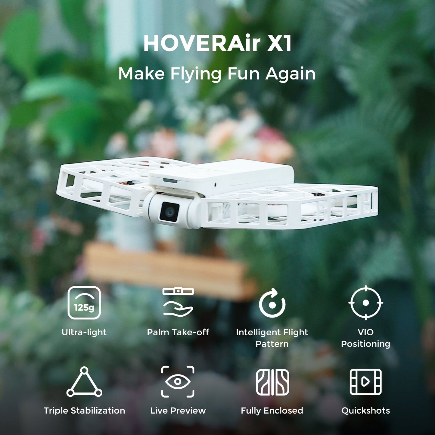 HOVERAir X1 Action Camera Follow Me Drone White (Combo Plus)